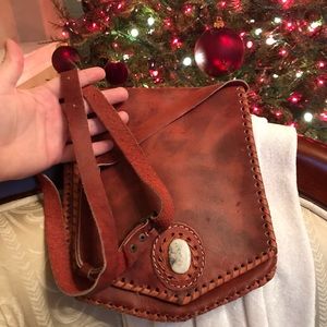 Handmade Leather Purse with Natural Stone